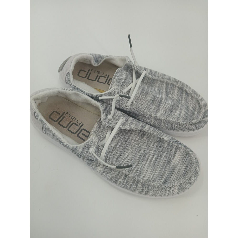 Hey Dude Wendy Sox Glacier Grey Knit Slip On Loafers Shoes 121922672 Womens 6